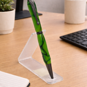 Green Wave Slimline Acrylic Handmade Pen | Custom Turned Ballpoint Pen | Green Swirl Gift Pen