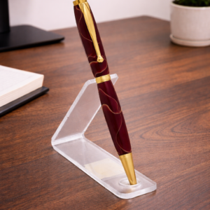 Maroon Lava Slimline Acrylic Handmade Pen | Custom Turned Ballpoint Pen | Elegant Burgundy Gift Pen