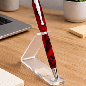 Red Lava Slimline Acrylic Handmade Pen | Custom Turned Ballpoint Pen | Unique Gift for Him or Her
