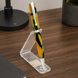 Yellow and Green Lava Slimline Acrylic Handmade Pen | Custom Turned Ballpoint Pen | Unique Swirl Gift Pen