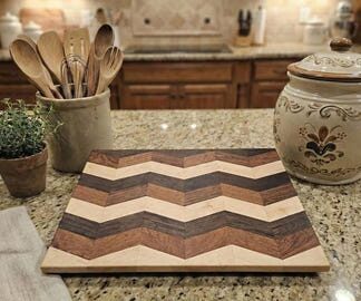 Chevron Cutting Board | Wenge, Maple & Sapele Hardwood | Handmade Gift for Chef, Wedding & Housewarming