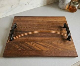Walnut Charcuterie Board with Maple & Padauk Wave | Handmade Serving Board | Wedding & Housewarming Gift