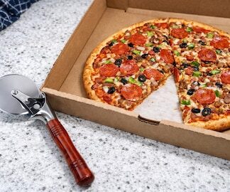 Handmade Pizza Cutter with Stainless Steel Blade & Custom Hardwood Handle