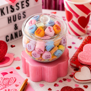 Conversation Hearts Candy Jar