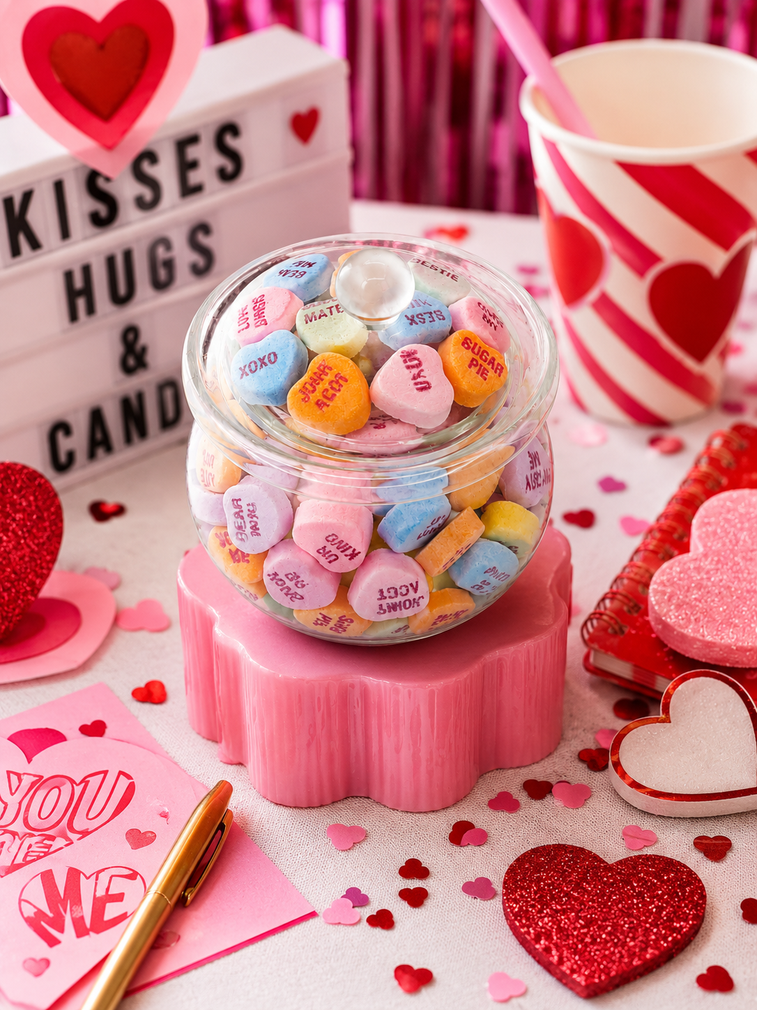 Conversation Hearts Candy Jar