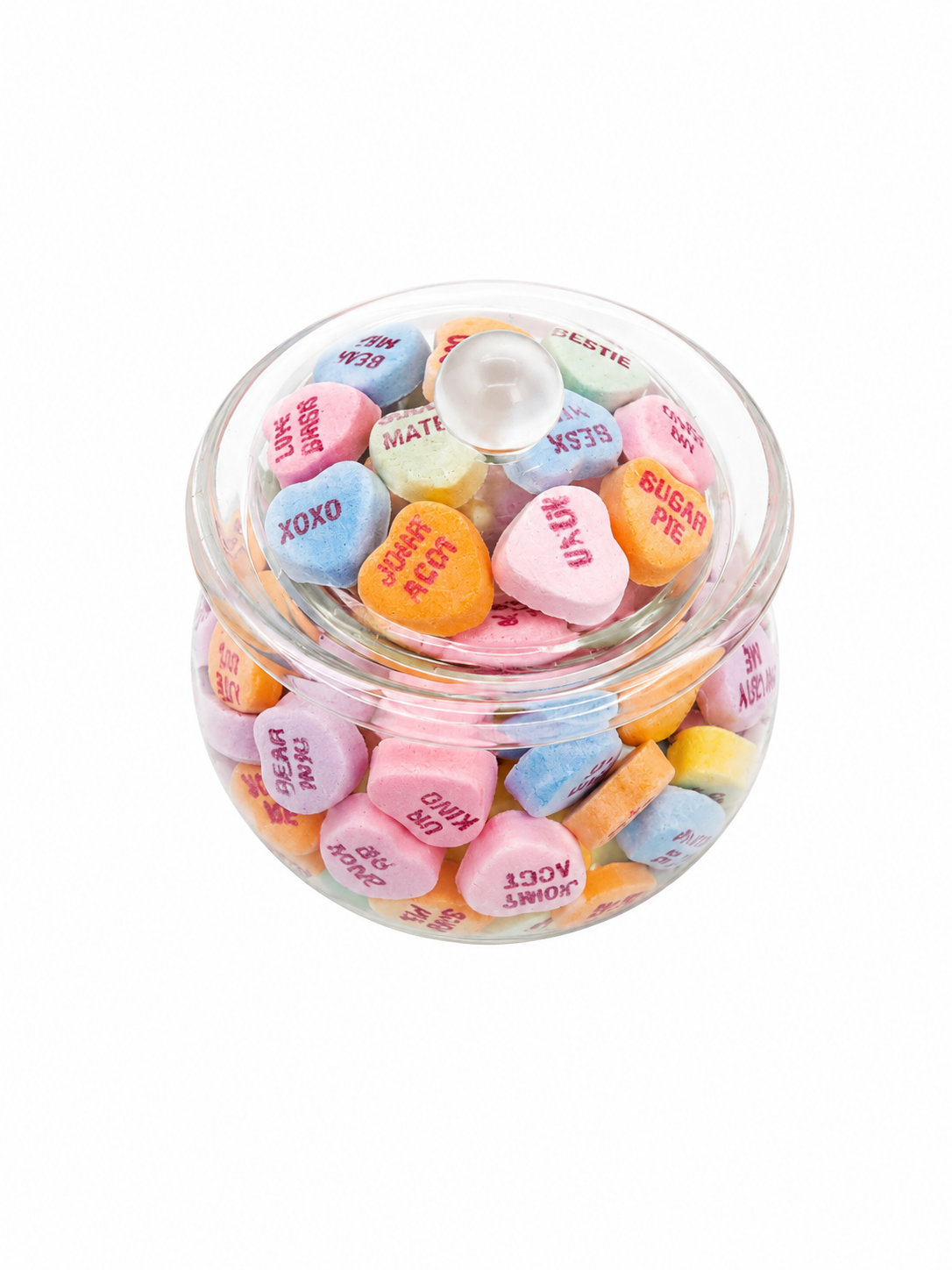 Mini Conversation Hearts Candy Jar | Handmade Clear Epoxy Candy Dish | Colorful Desk Decor | Fun Gift for Candy Lovers | 4” Resin Jar - Image 3