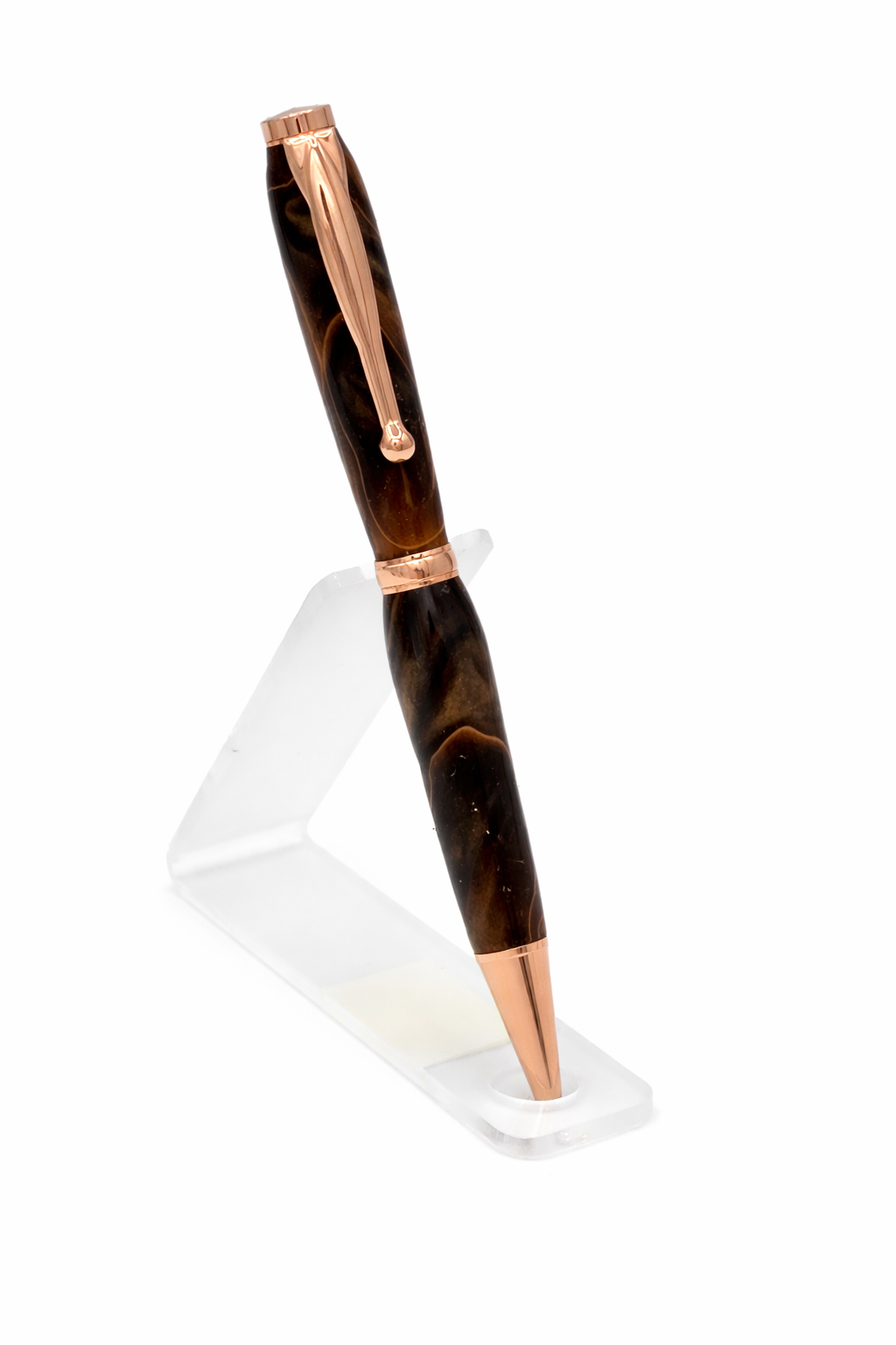 Brown & Orange Lava Slimline Acrylic Handmade Pen | Custom Turned Ballpoint Pen | Elegant Gift Pen - Image 3